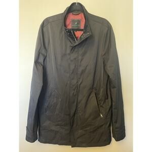 American Tall Black Long Rain Coat Jacket Full Zip Button Men's M Tall